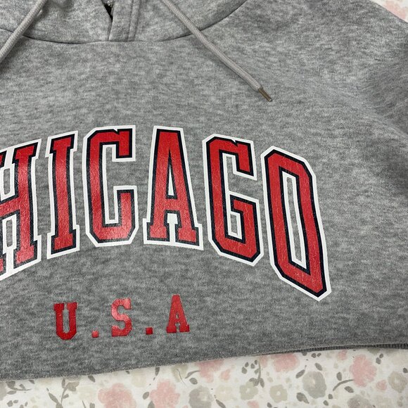 SHEIN Hoodie Sweatshirt "Chicago USA" - Heather Gray - Women's Medium - GUC - Picture 4 of 14
